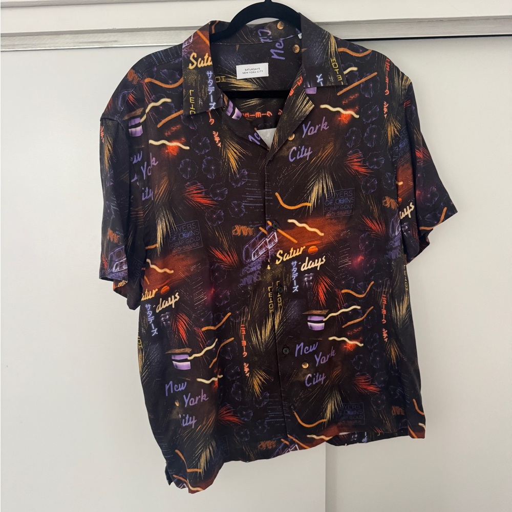 Saturdays New York City Neon Lights Lyocell Button Up